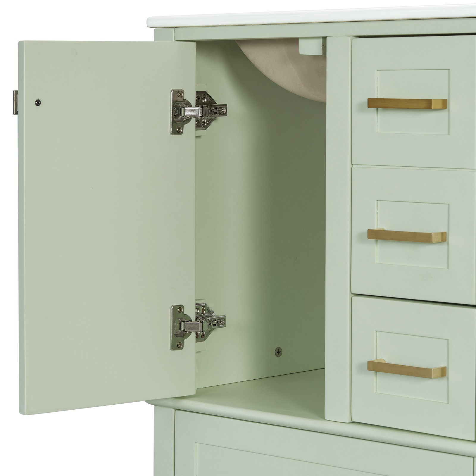 24.8″ Bathroom Vanity with Ceramic Sink,Freestanding Storage Cabinet w/Drawers