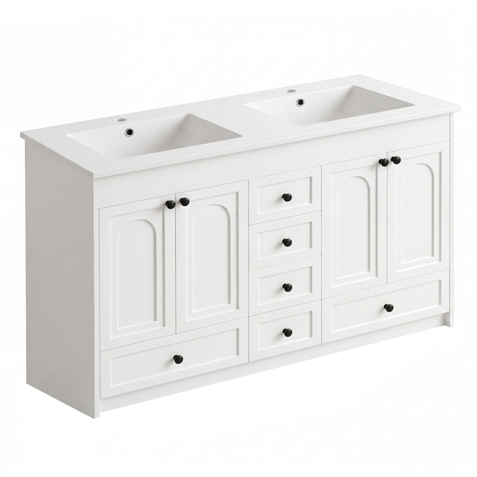 Double Sink Bathroom Vanity Cabinet Freestanding White Bathroom Storage Vanity