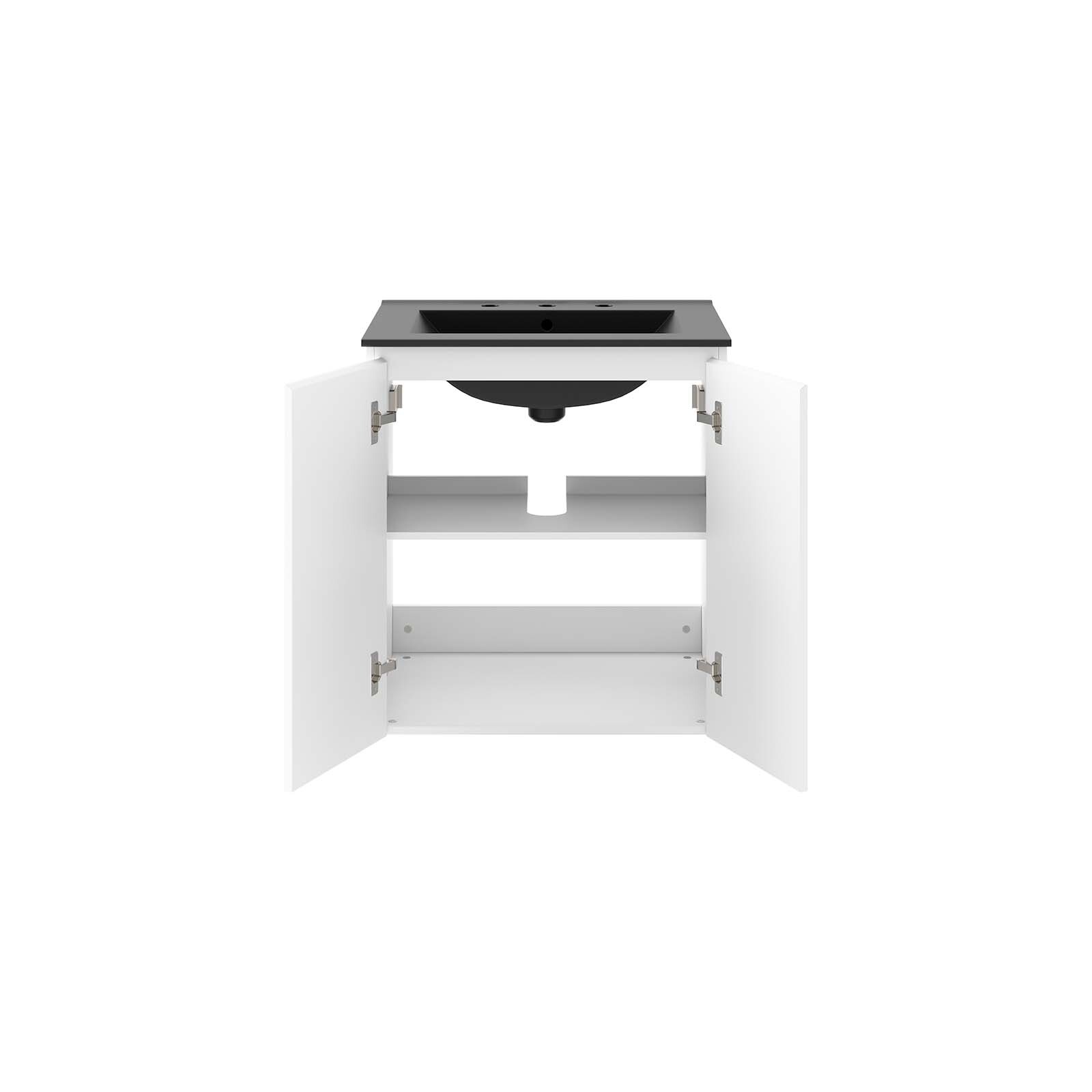 Modway Bryn 24″ Wall-Mount Bathroom Vanity in White Black