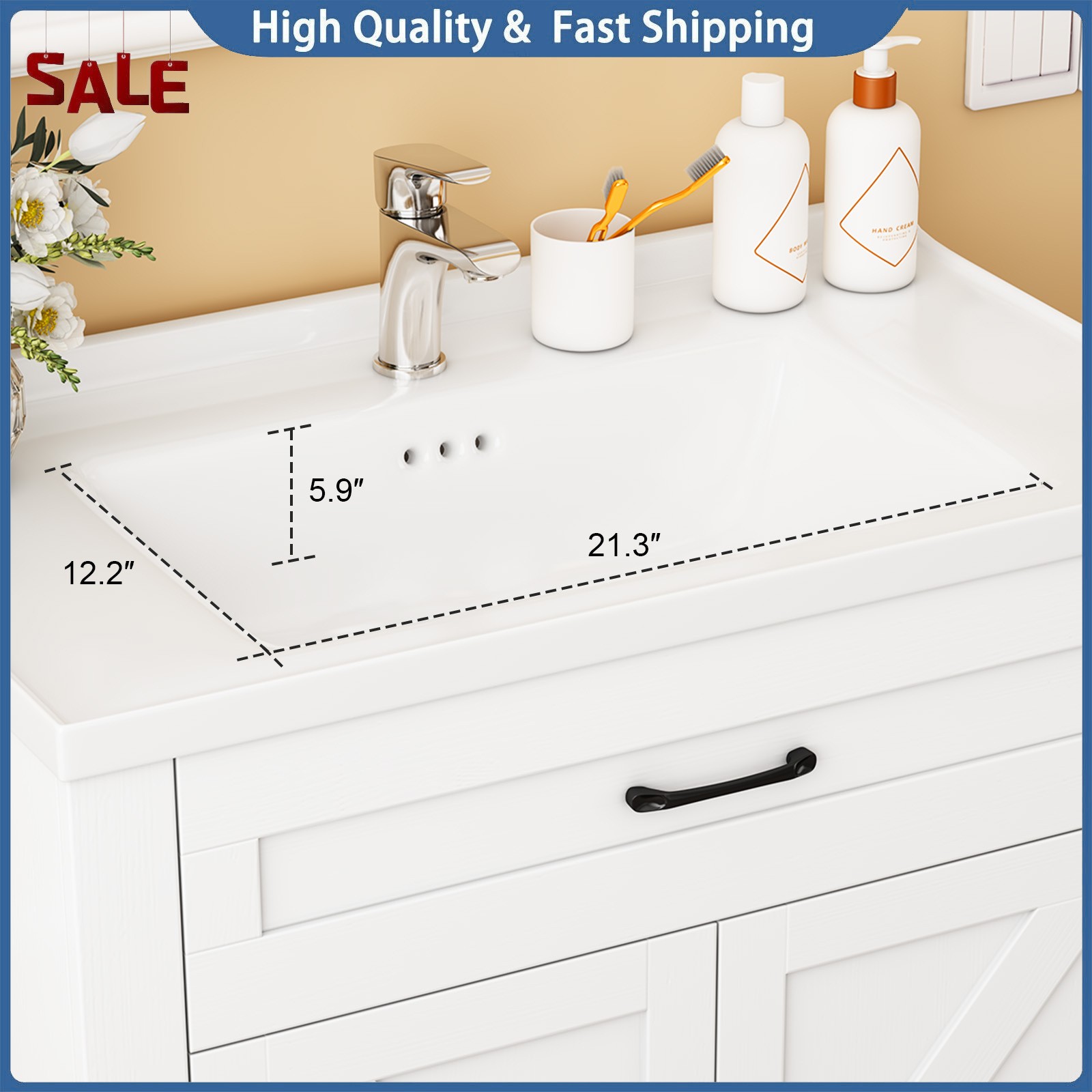 31″ Bathroom Vanity with Sink Combo Bathroom Cabinet with 2 Doors Freestanding