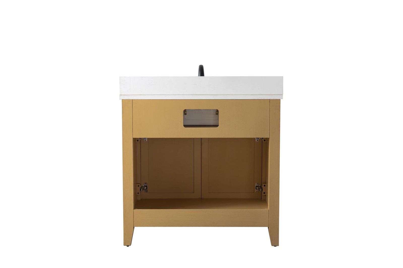 Design Element Burbank 36″ Single Sink Oak Bath Vanity with White Quartz Top