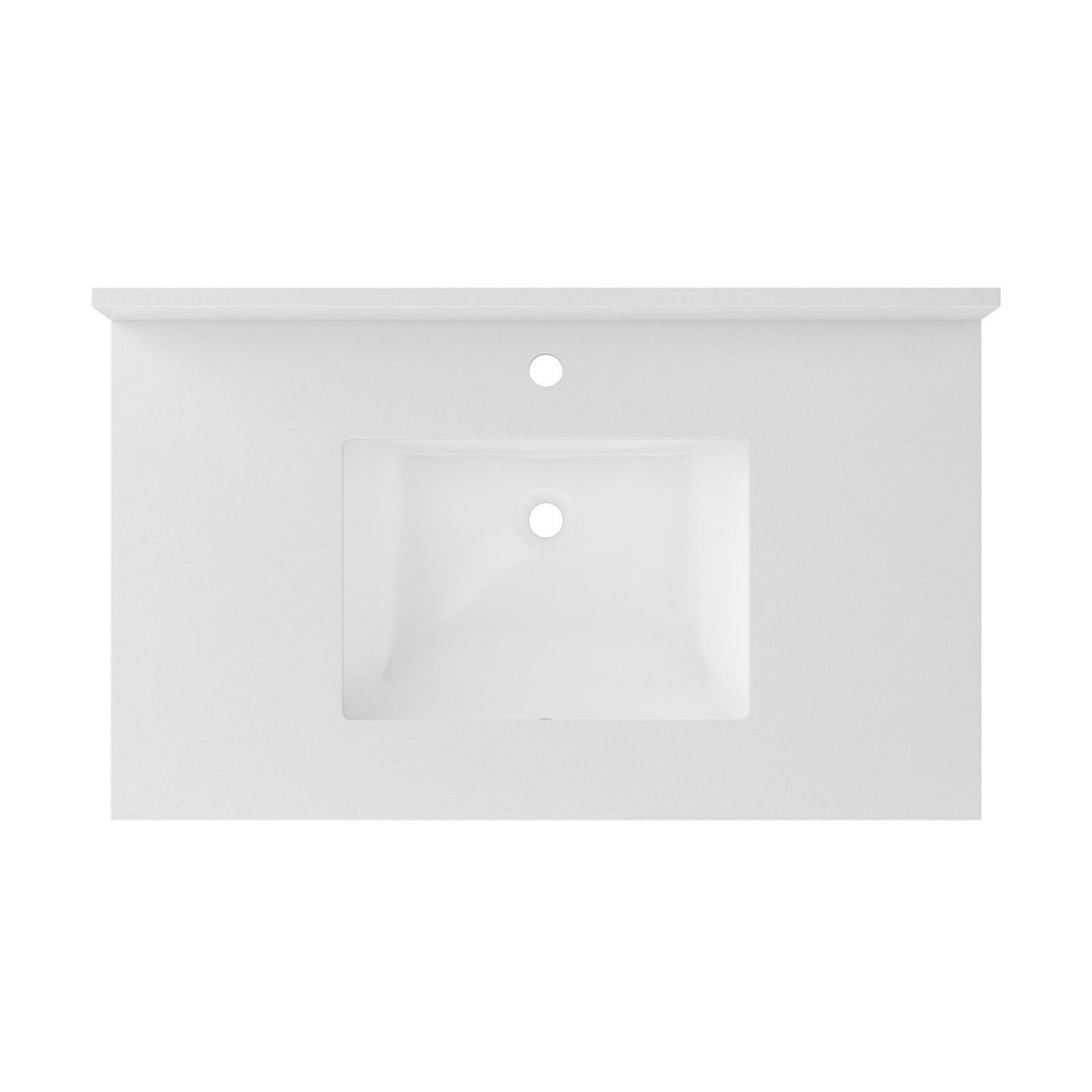 CRAFT + MAIN QZ37221R 37″ Quartz Vanity Top – White