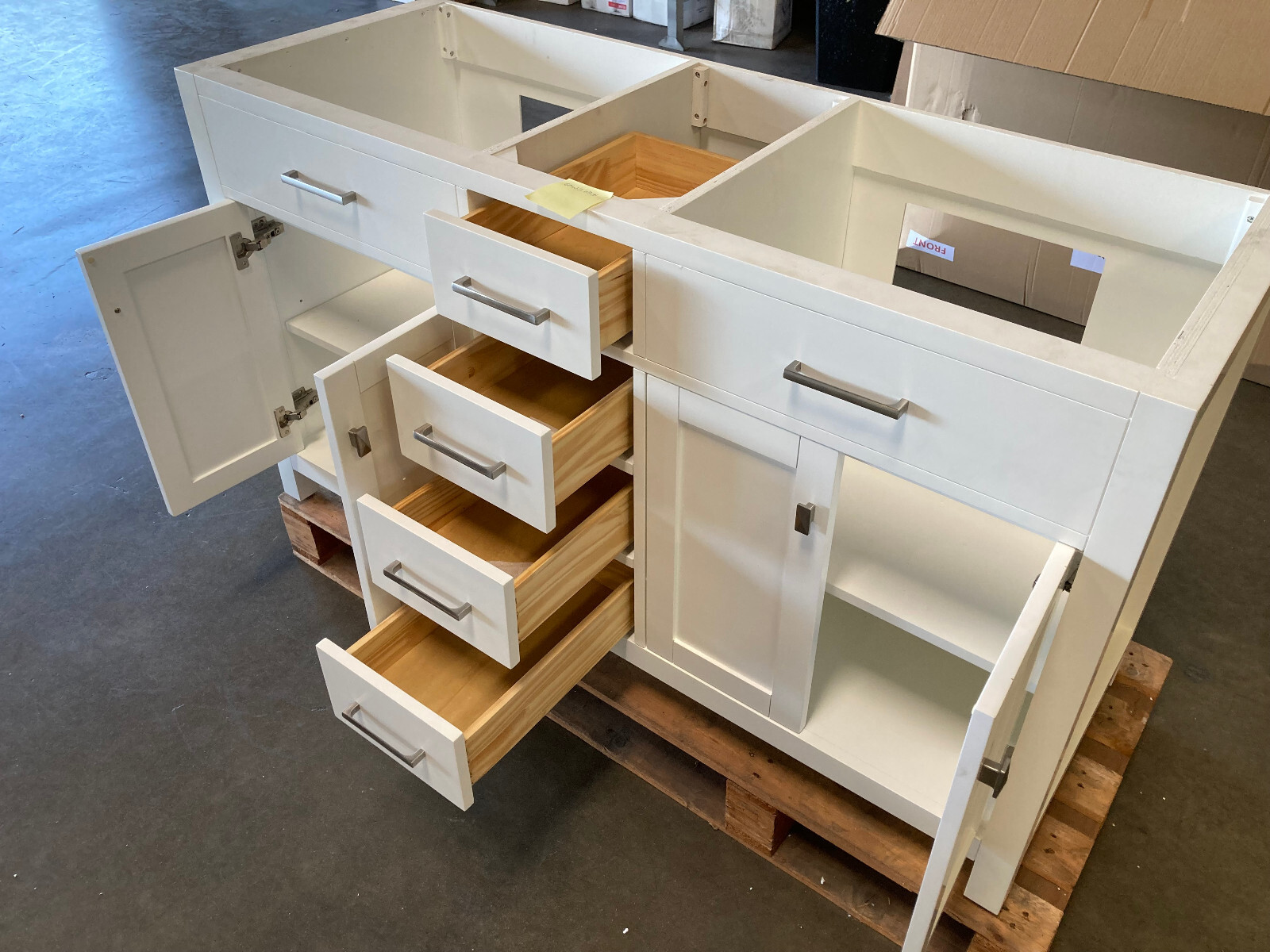60″ White, Solid Wood, Double Vanity (No Countertop), LOCAL PICKUP ONLY (CA)