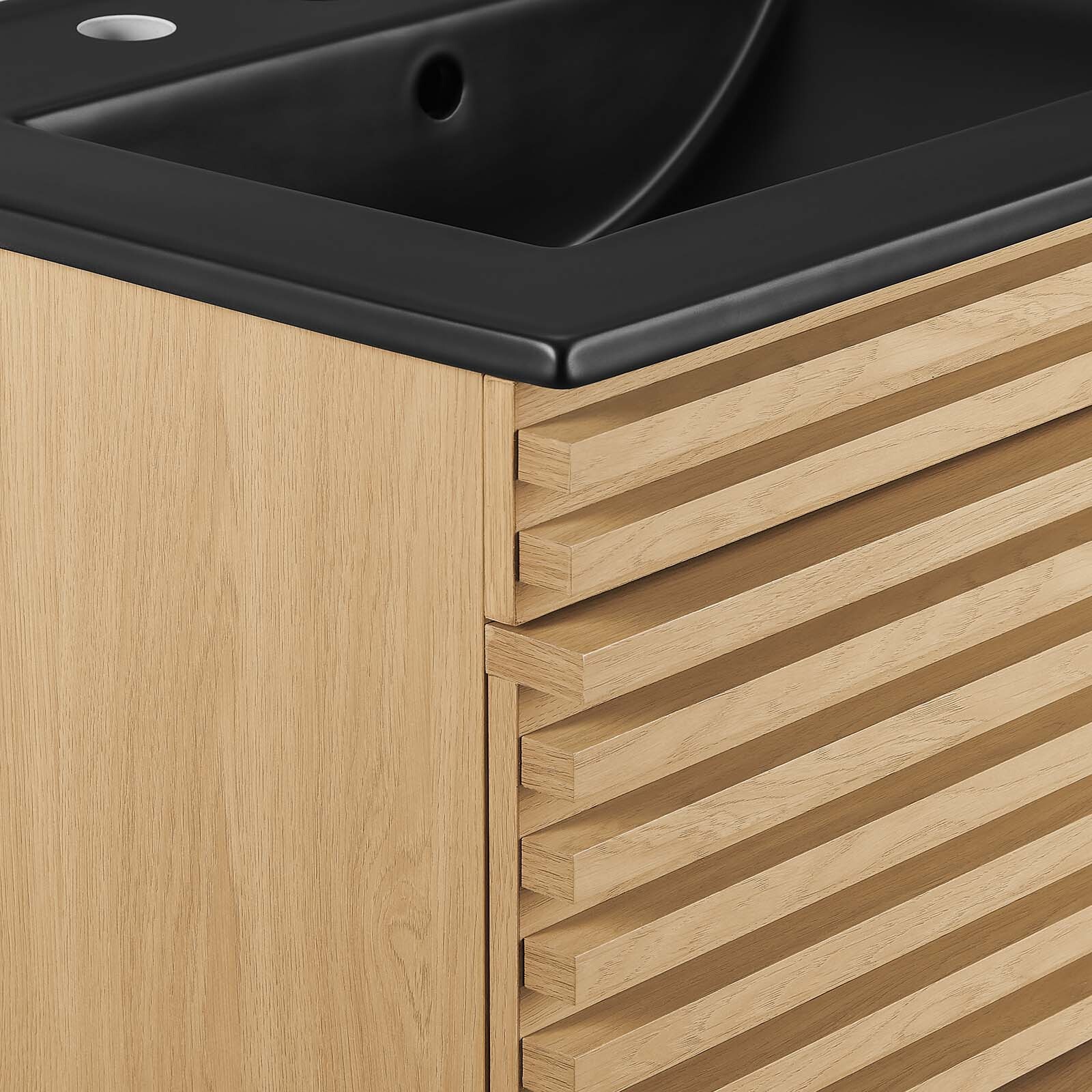 Modway Render 24″ Wall-Mount Bathroom Vanity in Oak Black