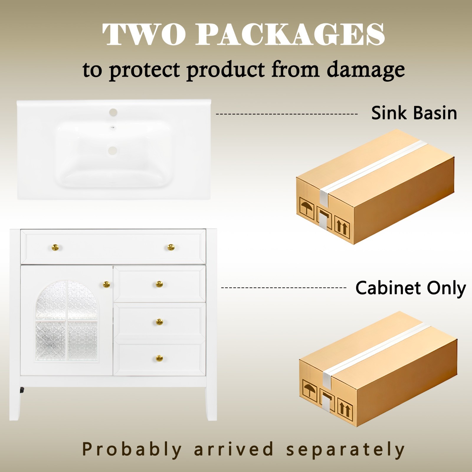 35.6″ Bathroom Vanity Storage Cabinet w/ Ceramic Sink Glass Motion Sensor Light