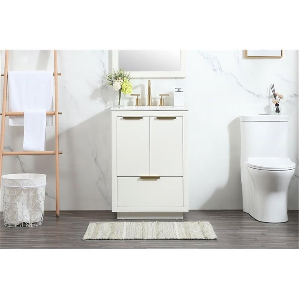 Elegant Decor Blake 24″ Aluminum Alloy MDF Single Bathroom Vanity in White