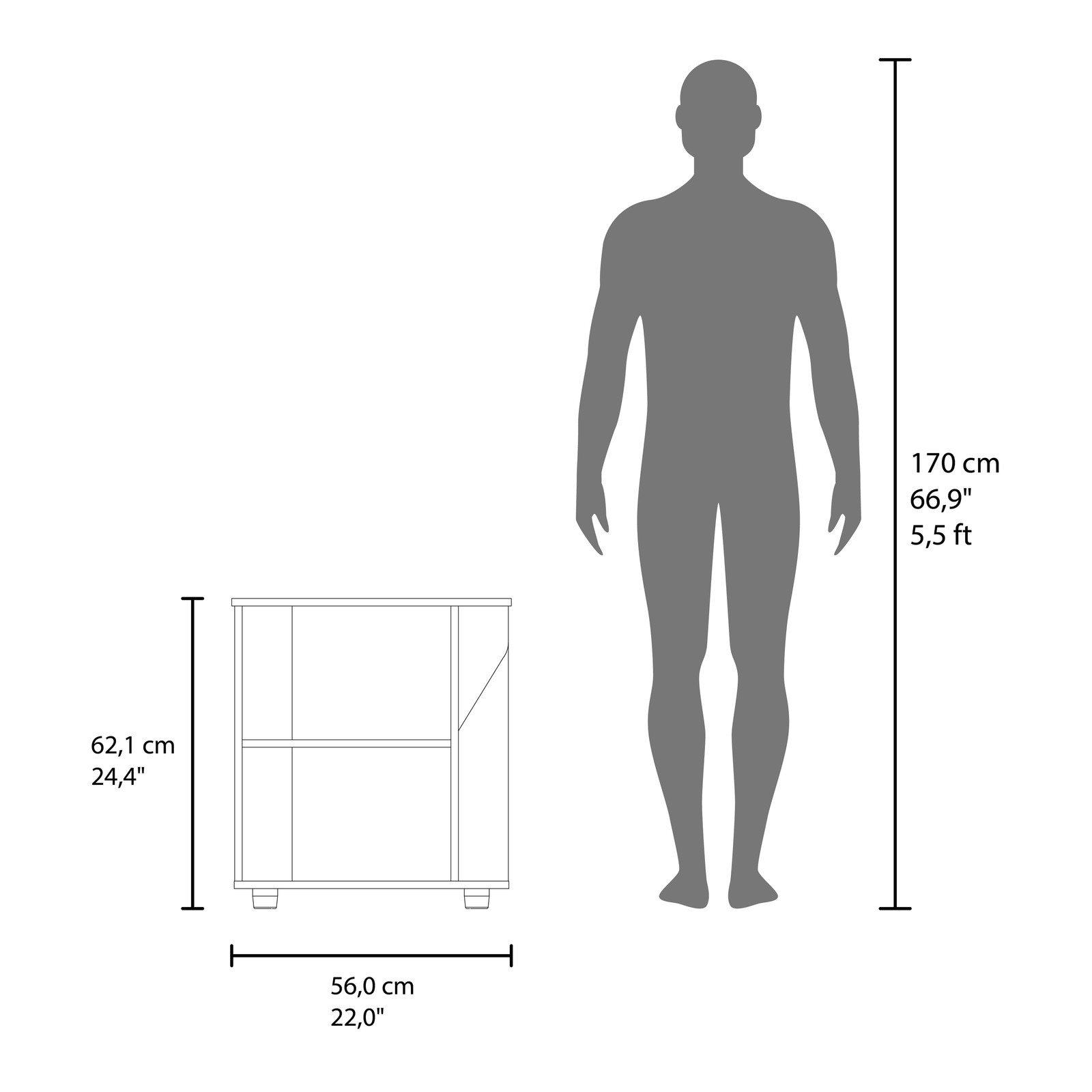 Under Sink Storage 24.4″ H, 1 Door, 2 Shelves, 4 Legs, White – Bathroom