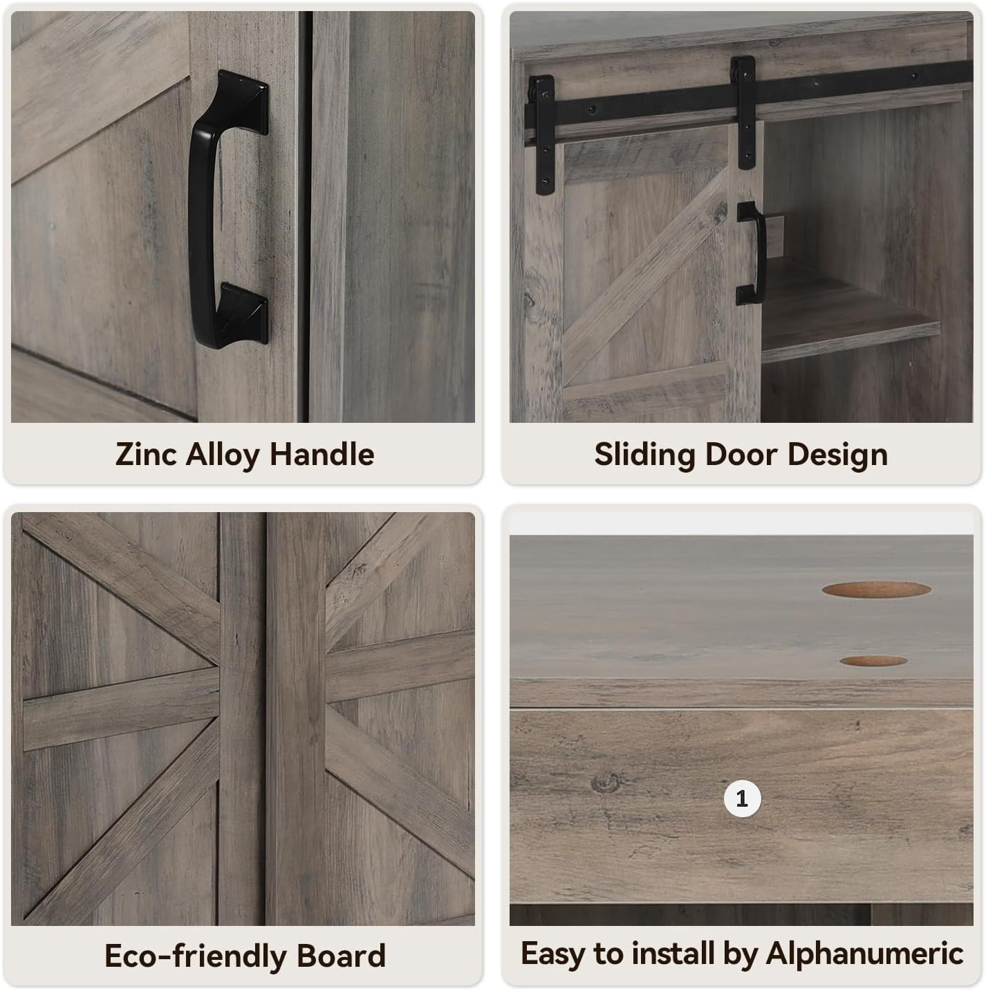 30″ Barn Door Bathroom Vanity, Farmhouse Style Standing Pedestal Cabinet with Bl