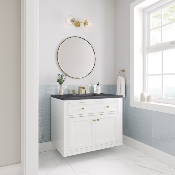 36″ James Martin Chicago 503-V36-GW-3CSP Vanity Cabinet Charcoal Soapstone Top
