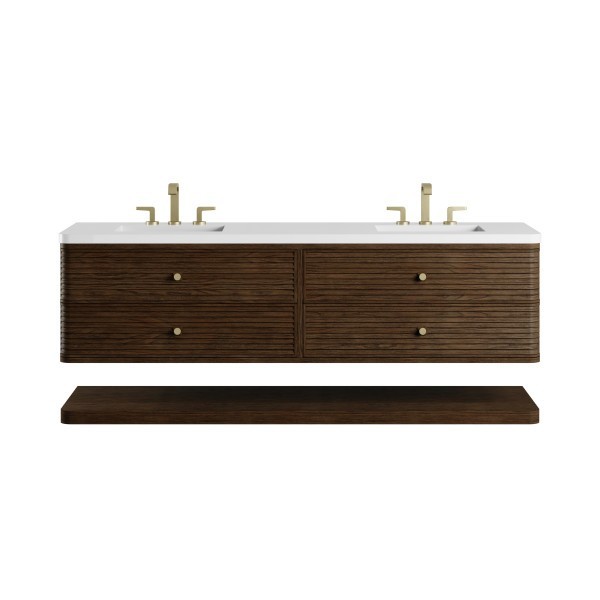 72″ James Martin Allamari D640-V72-SBL-WWZ Double Vanity Cabinet White Zeus Top