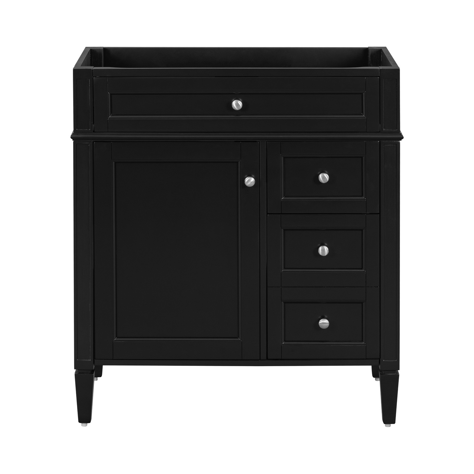 30″ Bathroom Vanity Cabinet Black Solid Wood MDF 2 Drawers