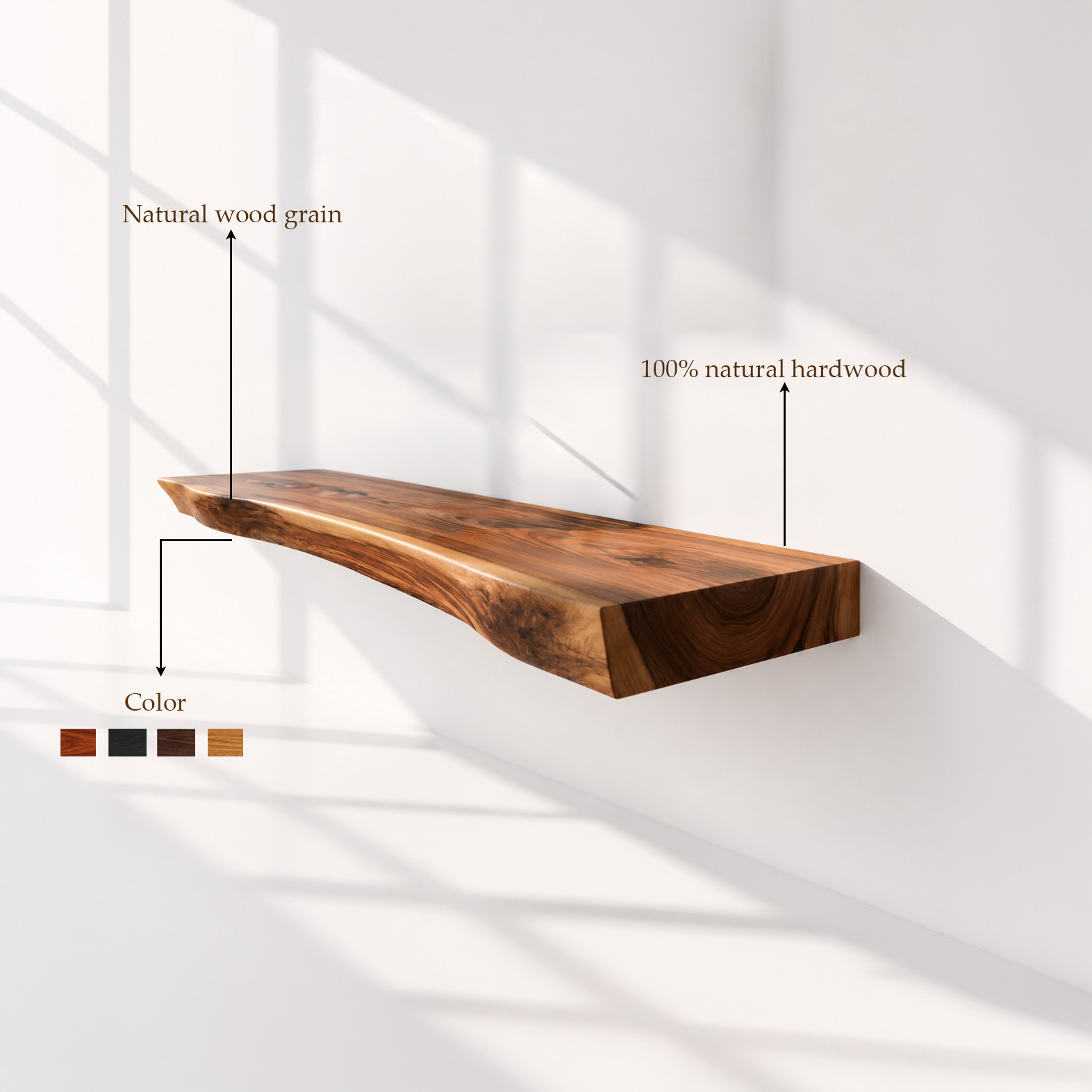 Live Edge Wall-Mounted Bathroom Vanity Countertop Solid Genuine Wood Slab