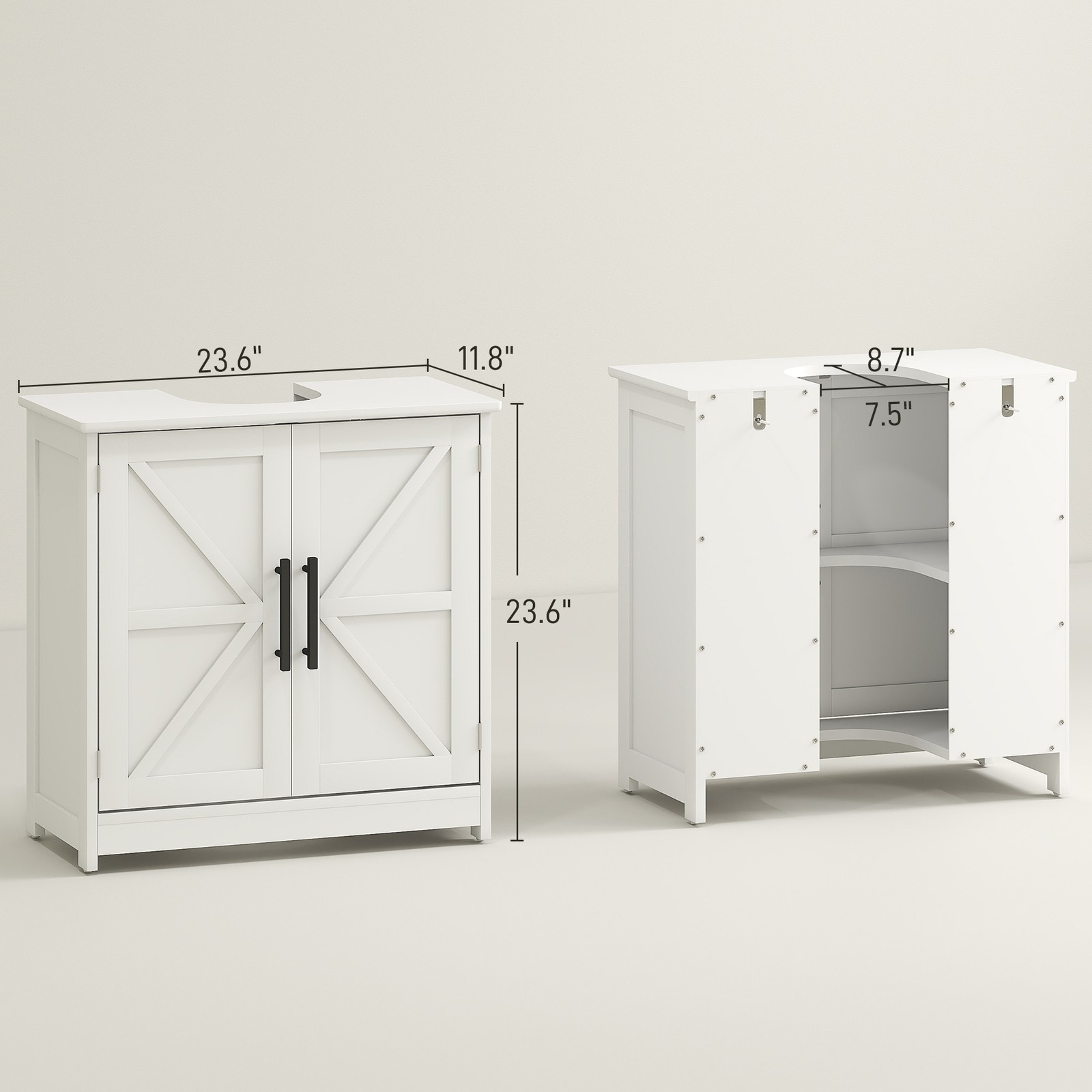 Pedestal Sink Storage Cabinet, Bathroom Sink Cabinet, White