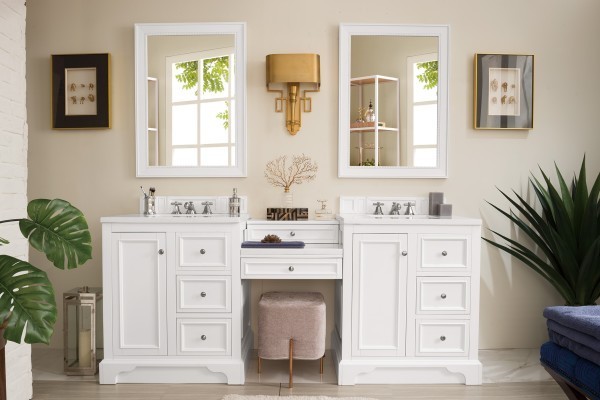 82″ James Martin De Soto 825-V82-BW-DU-WZ Double Vanity Cabinet White Zeus Top