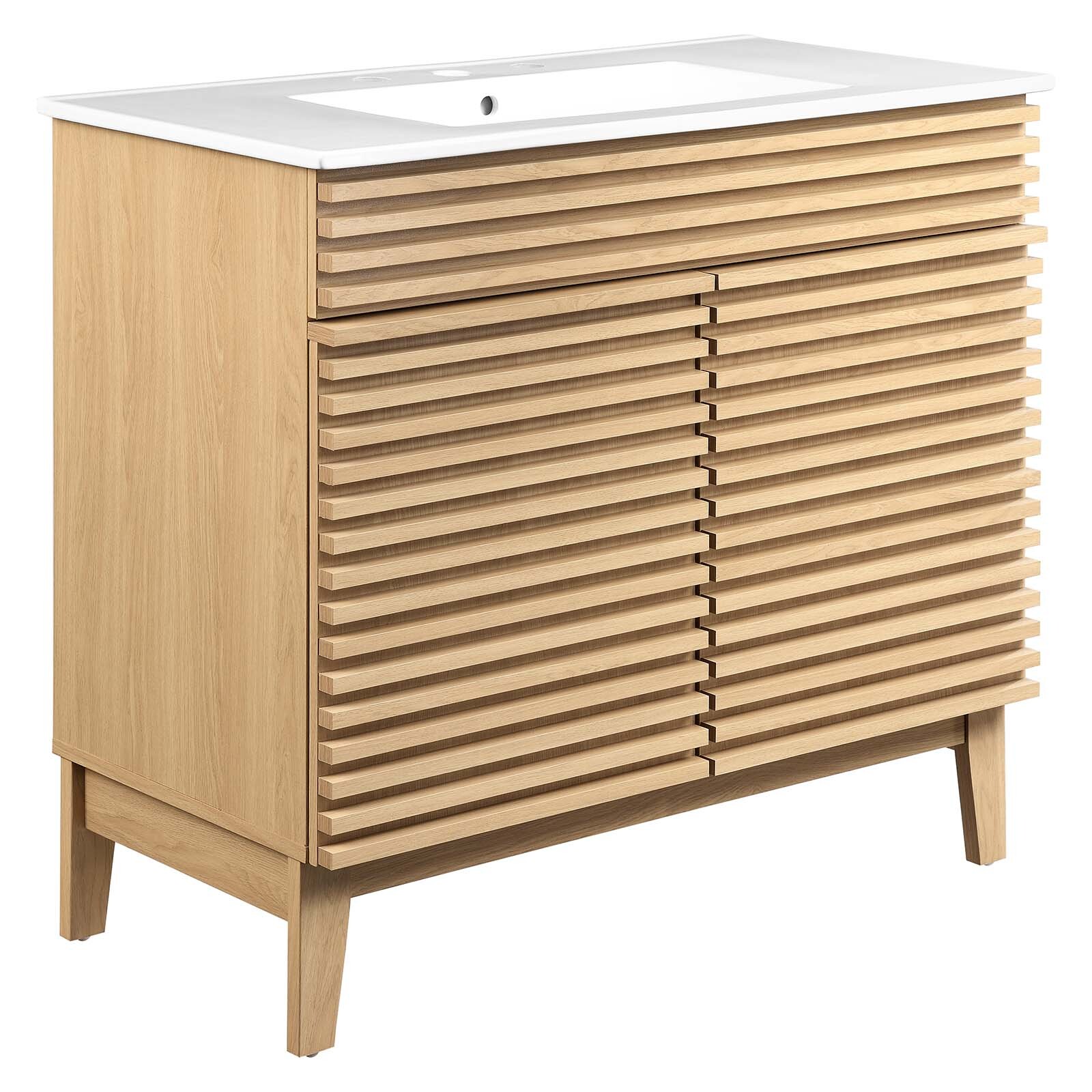 Modway Render 36″ Bathroom Vanity in Oak White