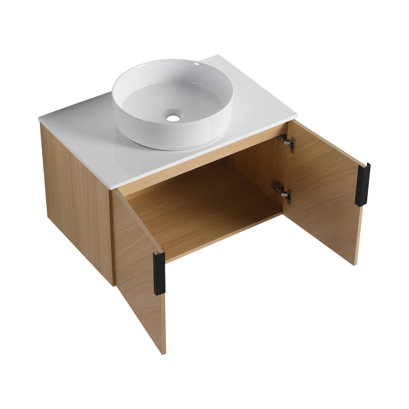 Bathroom Vanity w/Ceramic Sink, Wall-Mounted Storage Cabinet w/Soft Close Door