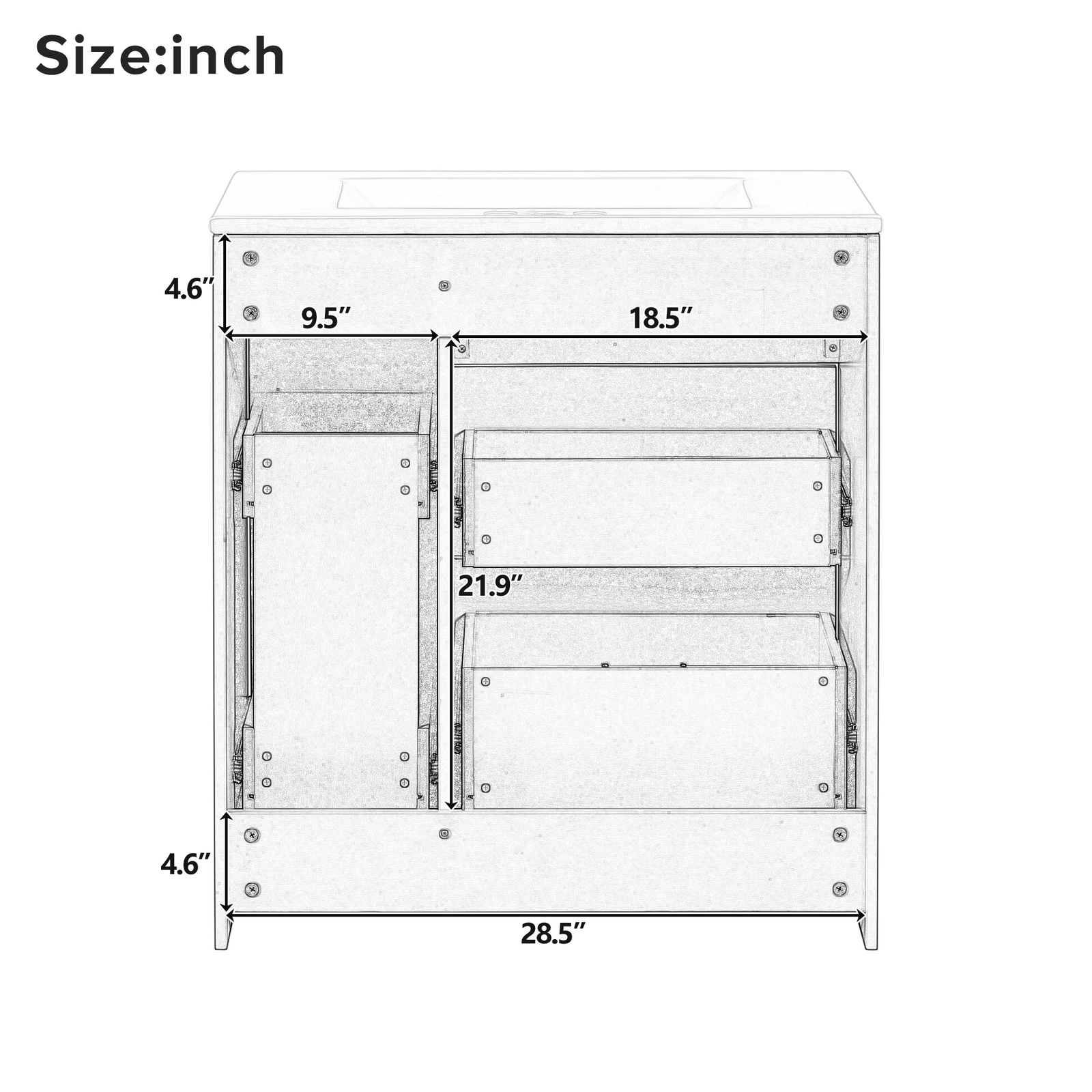 30″ Bathroom Vanity Set Floor Standing Bathroom Storage Cabinet w/Three Drawers