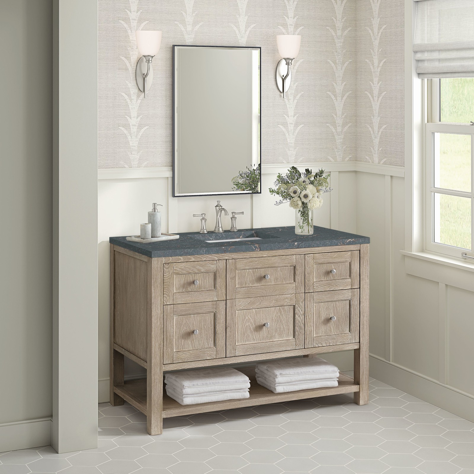James Martin Vanities 330-V48-FPBL Breckenridge 48″ – Whitewashed Oak