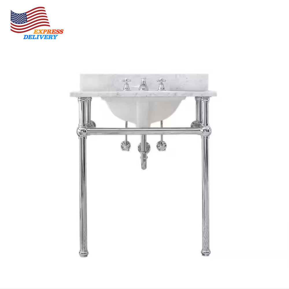 30 In Brass Wash Stand Legs with Chrome Connectors and P-Trap Kit FREE SHIPPING