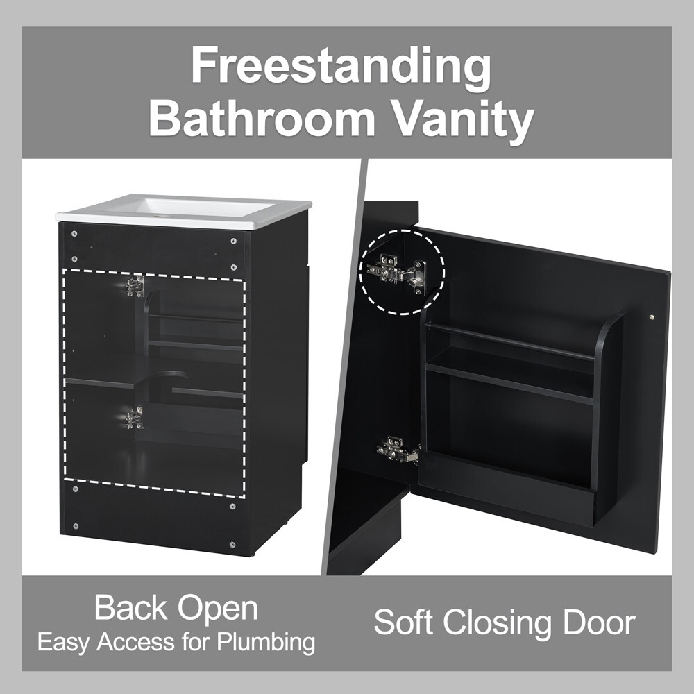 20″ Bathroom Vanity w/Sink, Freestanding Vanity Storage Cabinet,Adjustable Shelf