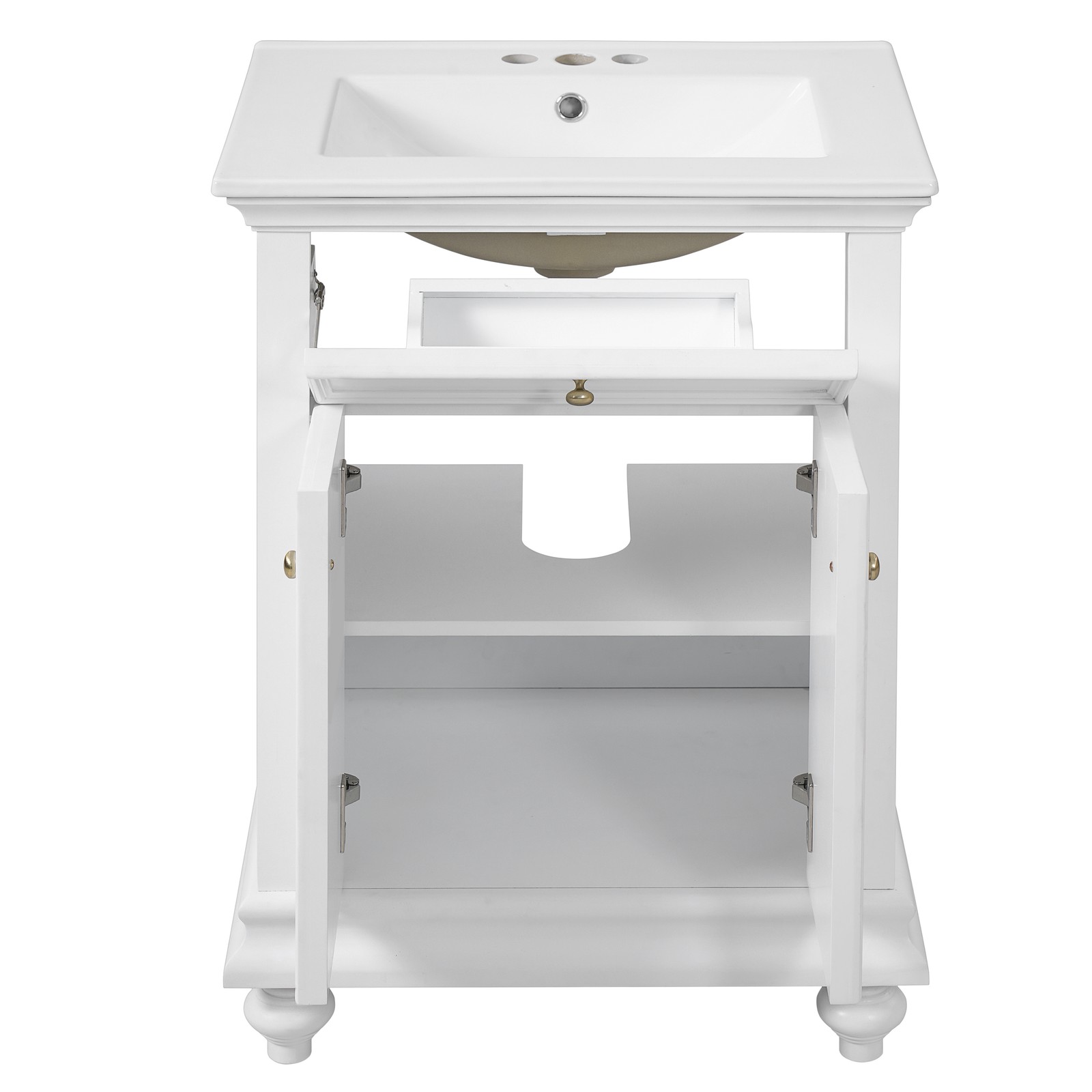 24″ Modern Bathroom Vanity with A Tip-Out Drawer & Soft-Close Hinges White