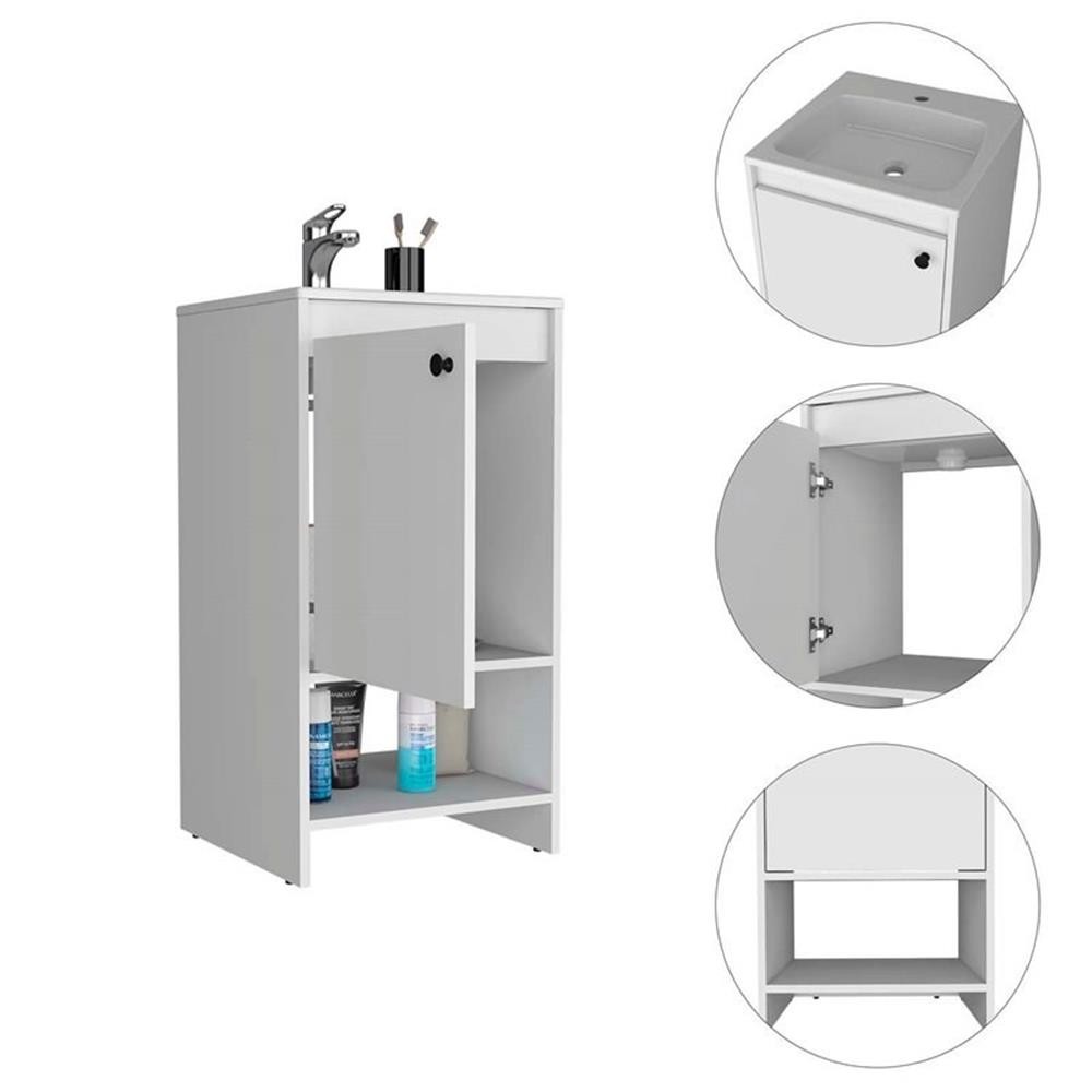 Atlin Designs Modern Metal Free Standing Vanity Cabinet in White