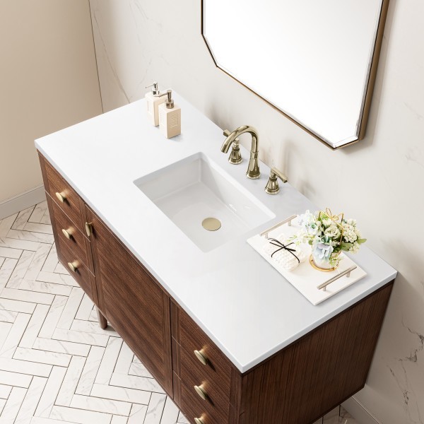 48″ James Martin Amberly 670-V48-WLT-3WZ Vanity Cabinet 3 CM White Zeus Top