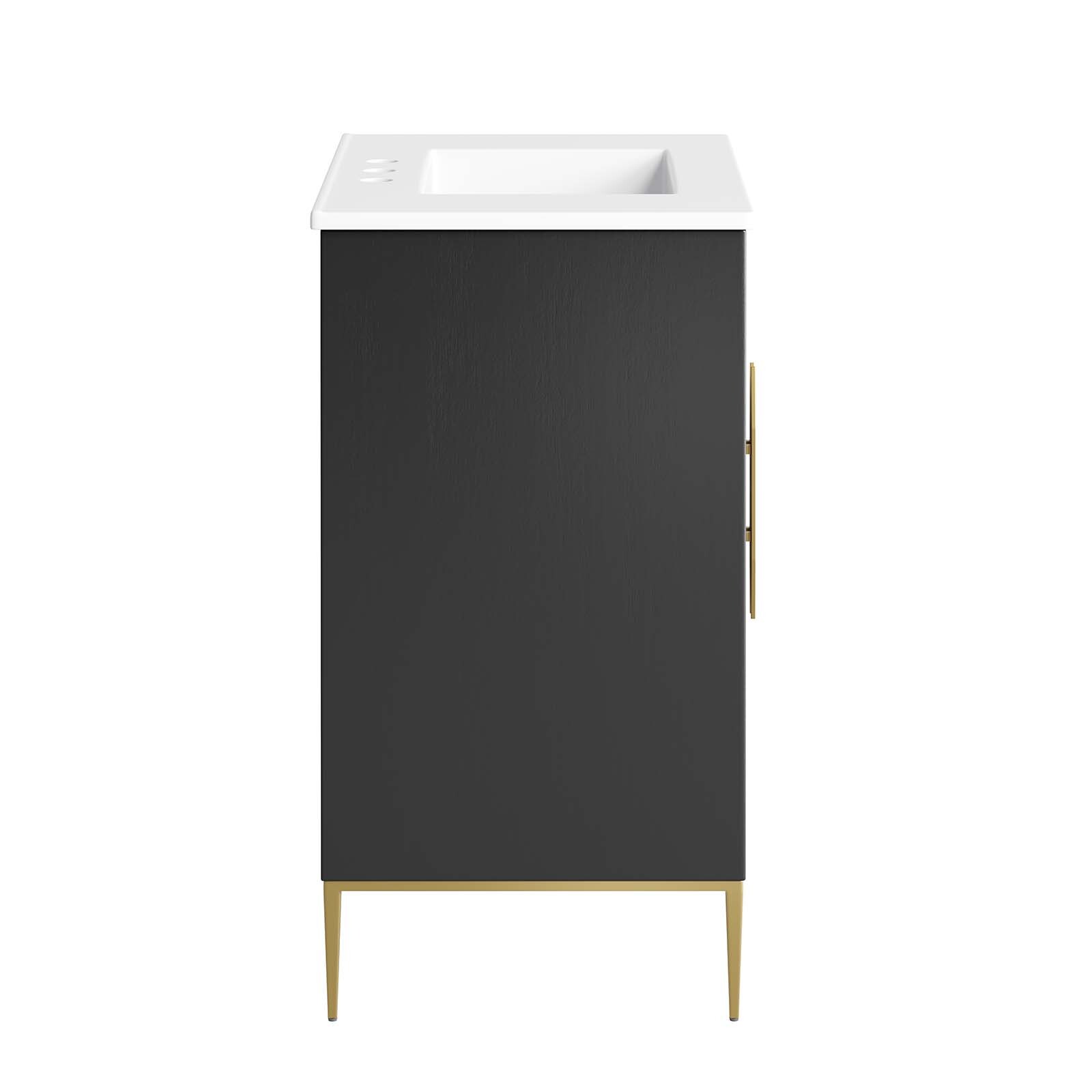 Modway Awaken 30″ Bathroom Vanity Cabinet in White Black With Ceramic Sink Basin