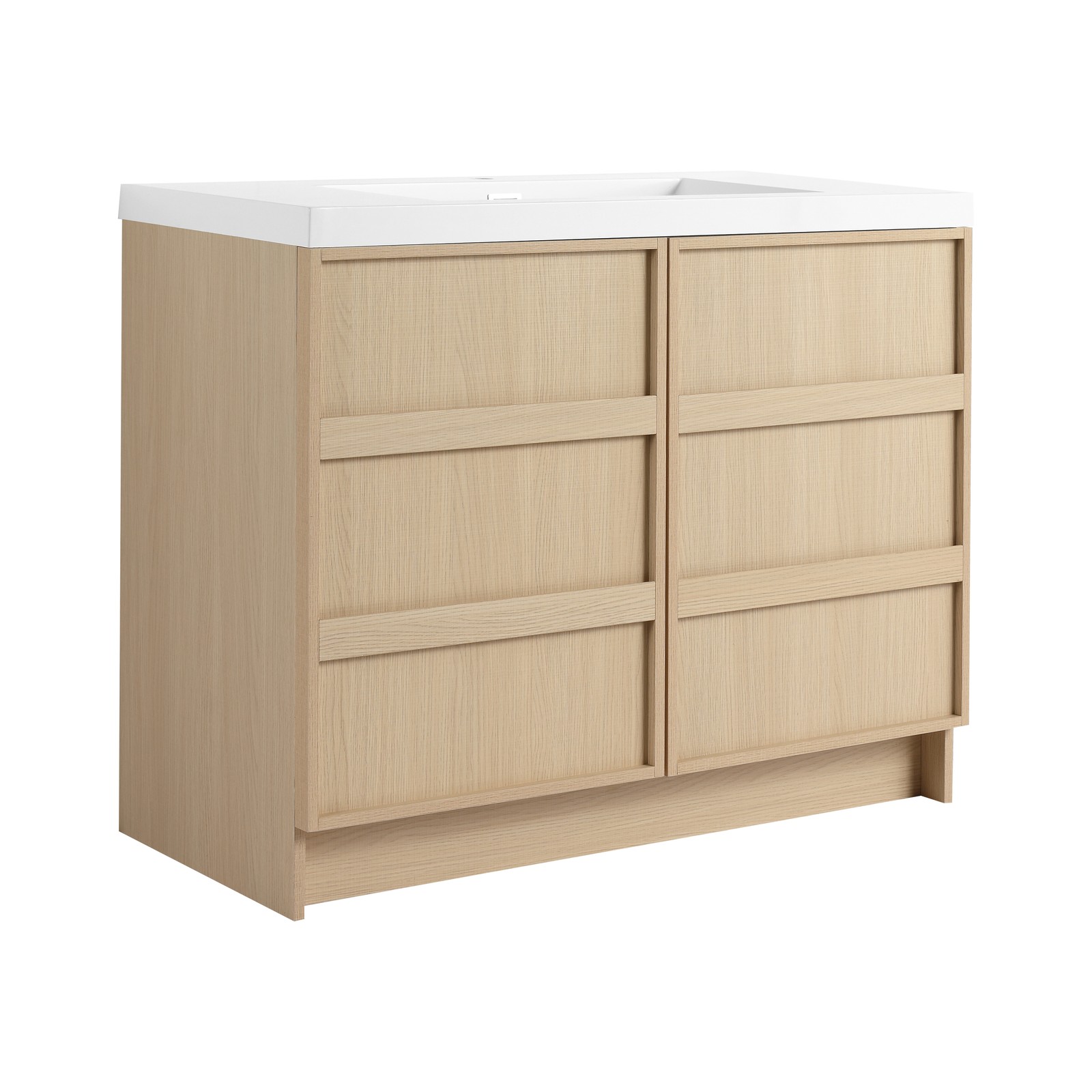 42 Inch Plywood Freestanding Bathroom Vanity Cabinet 2 Doors With Resin Sink Oak