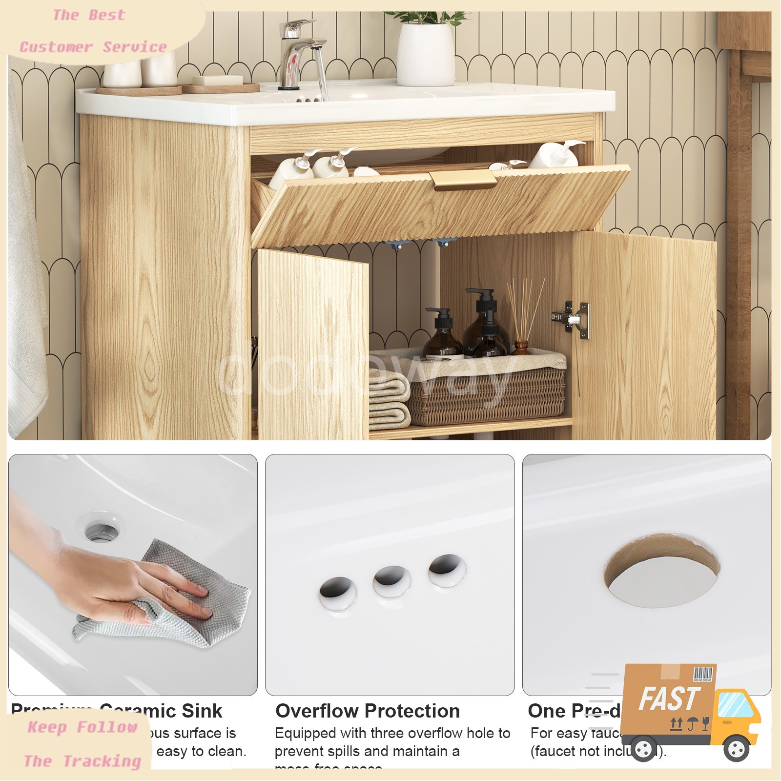 31″ Bathroom Vanity with Sink Combo Bathroom Cabinet with Doors and Drawer