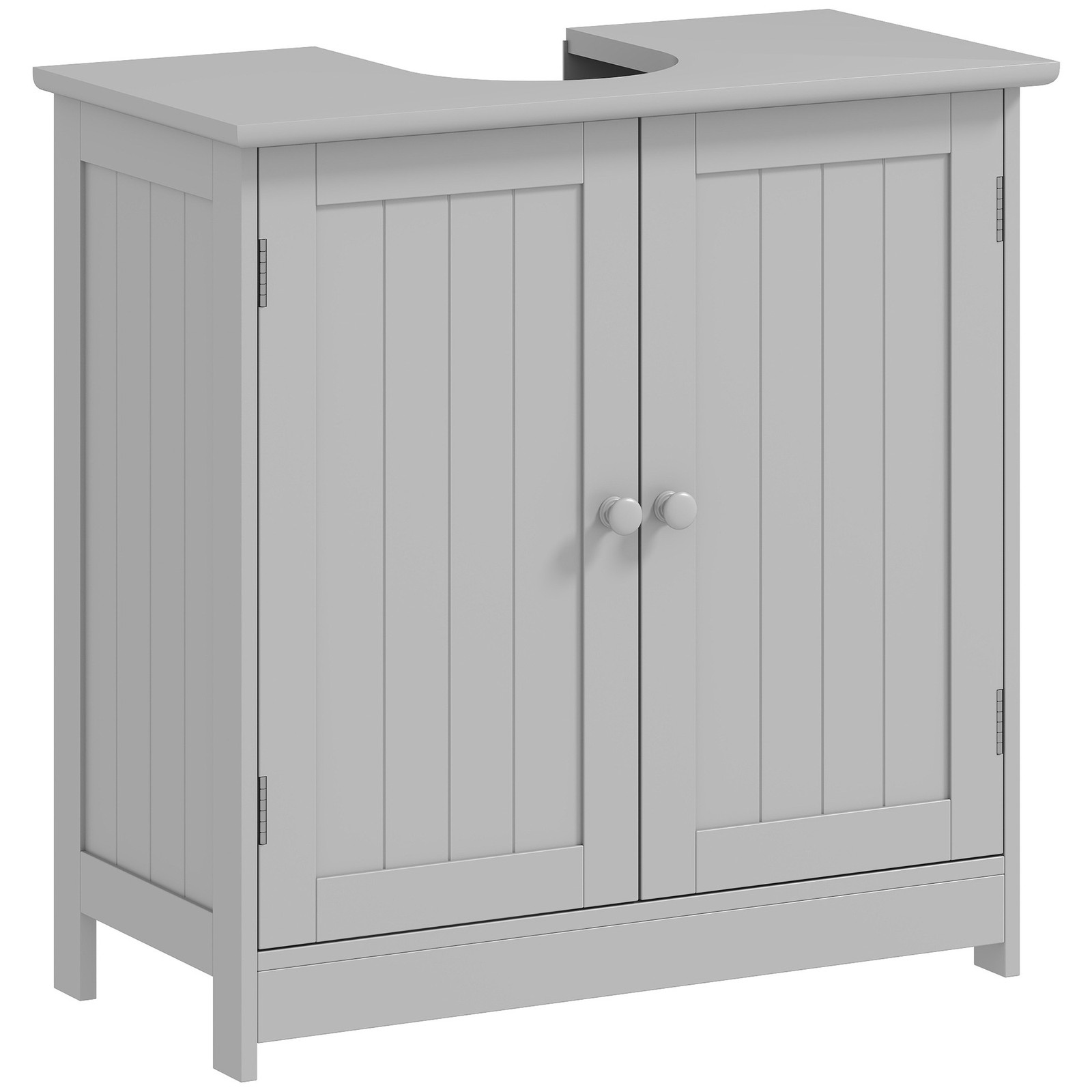 Under Sink Bathroom Cabinet with 2 Doors and Shelf, Light Gray