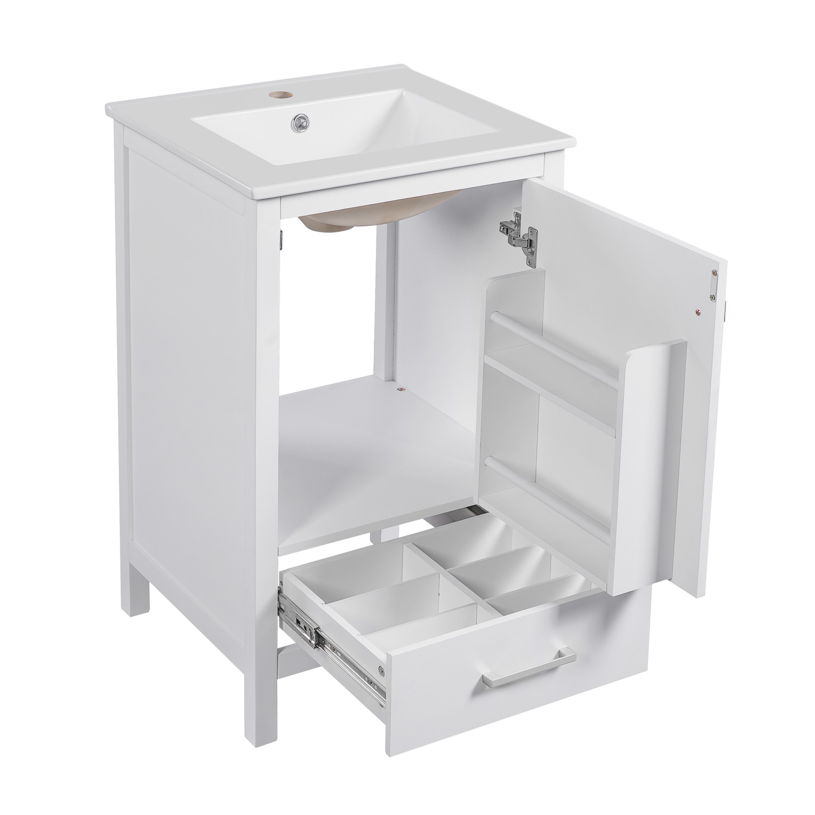 20-Inch Modern Bathroom Vanity with Ceramic Sink & Soft-Close Drawer