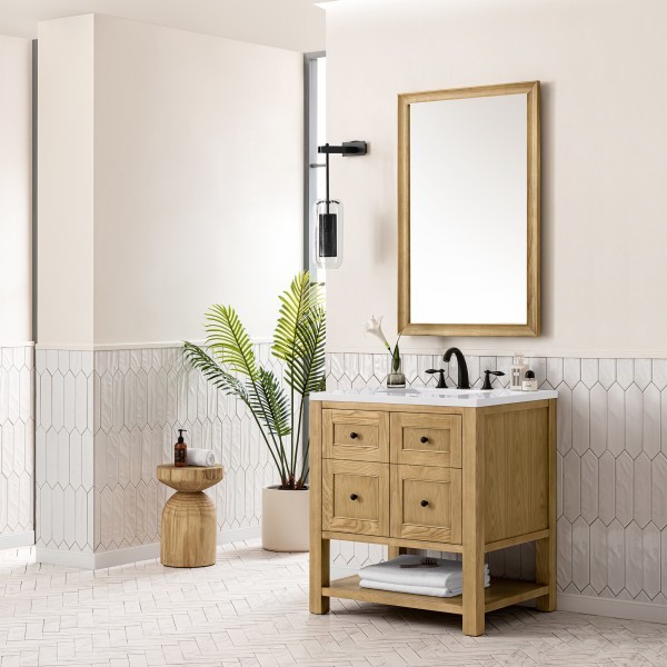 30″ James Martin Breckenridge 330-V30-LNO-3WZ Vanity Cabinet White Zeus Top