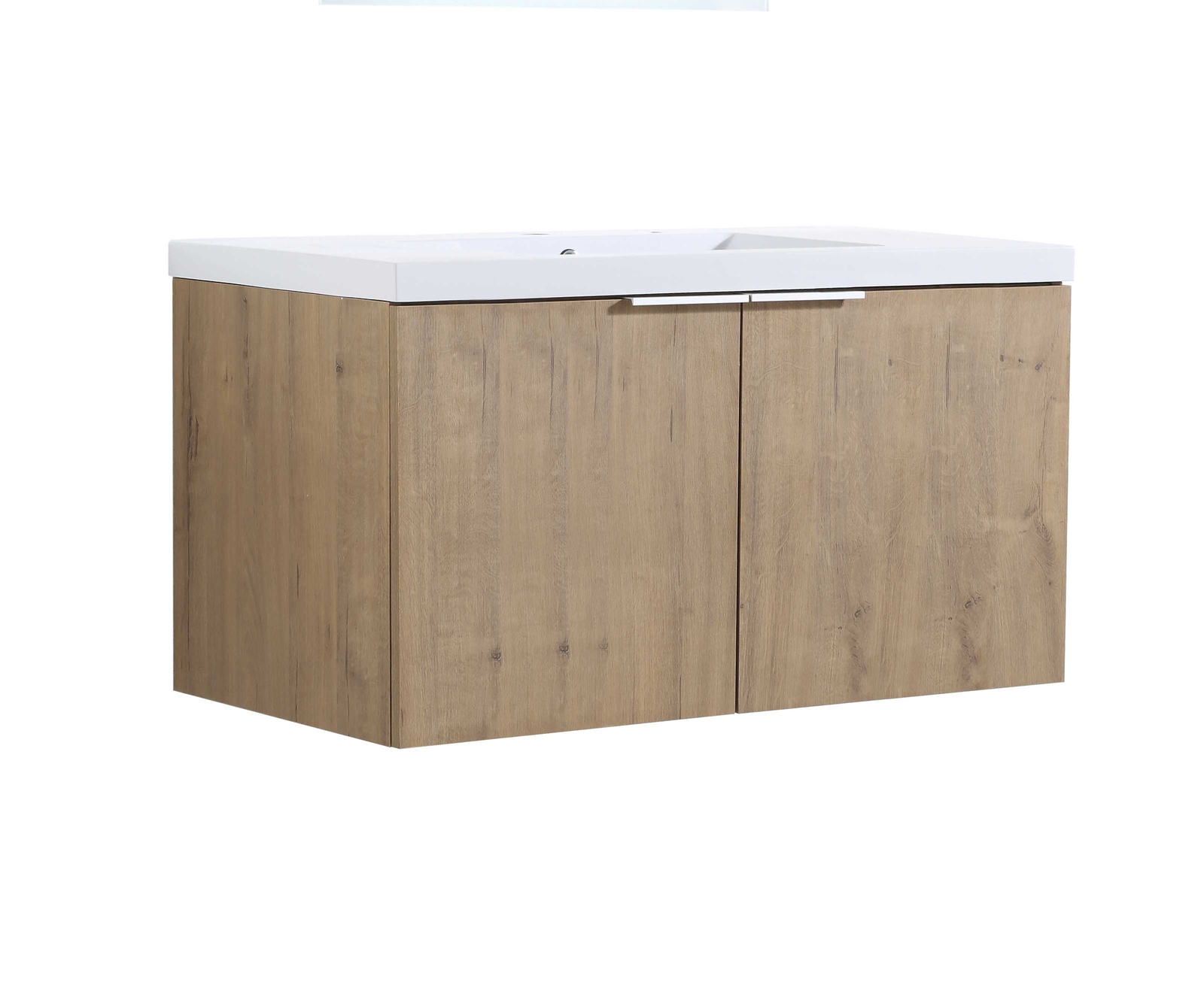 35” Modern Wall Mounted Bathroom Vanity w/ Sink 2 Soft Close Door Imitative Oak