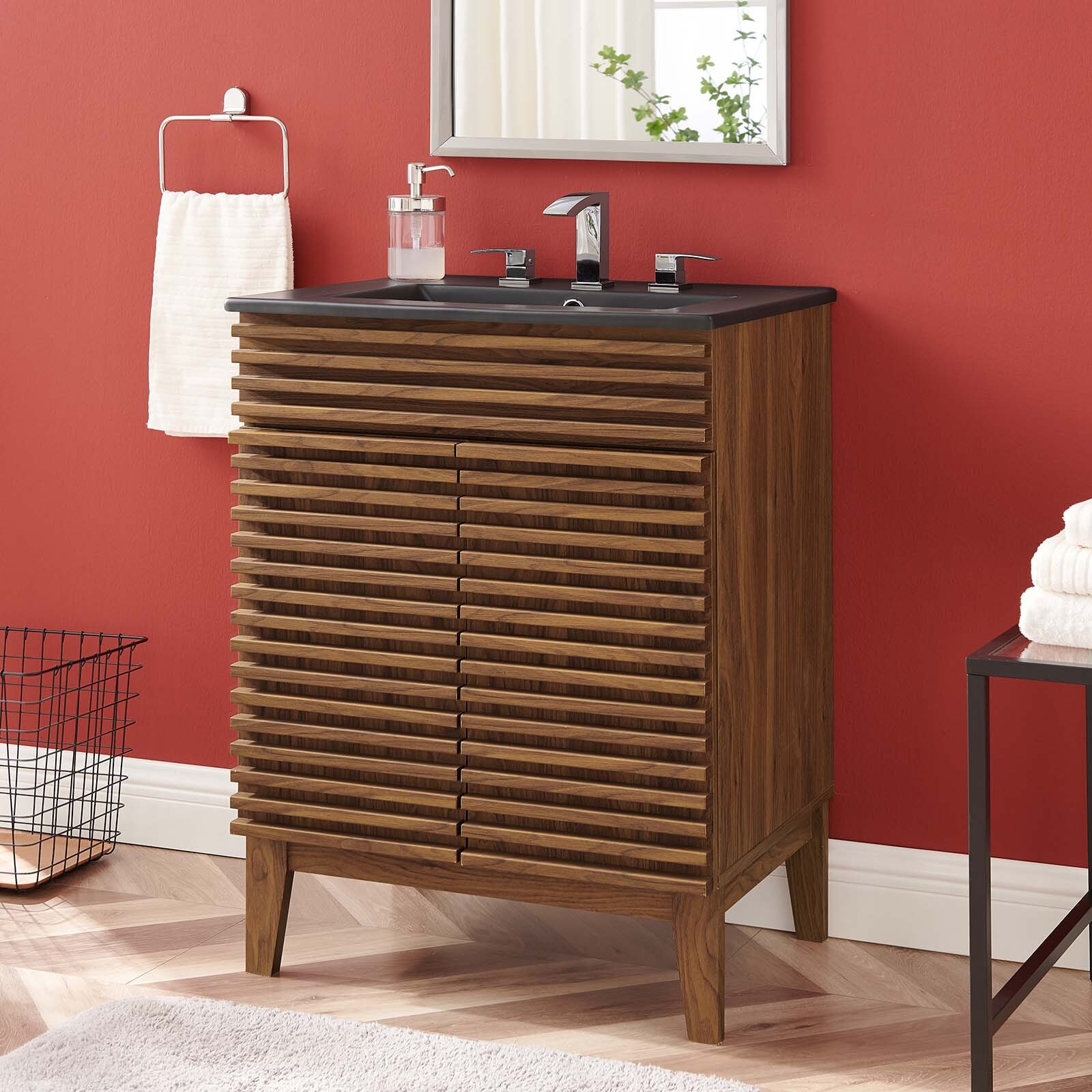 Modway Render 24″ Bathroom Vanity With Sink in Walnut Black