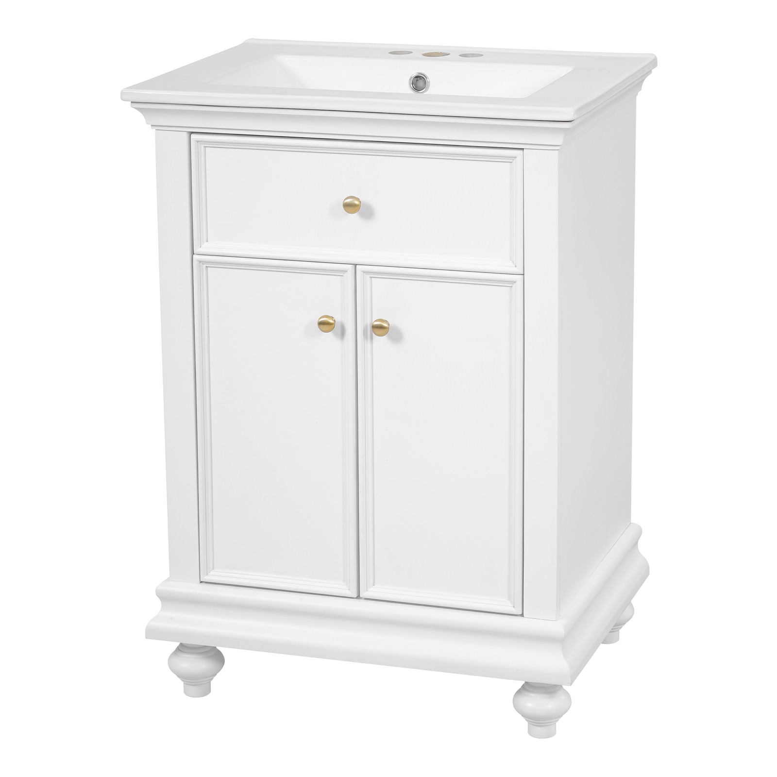 24″ Modern Bathroom Vanity with A Tip-Out Drawer & Soft-Close Hinges White