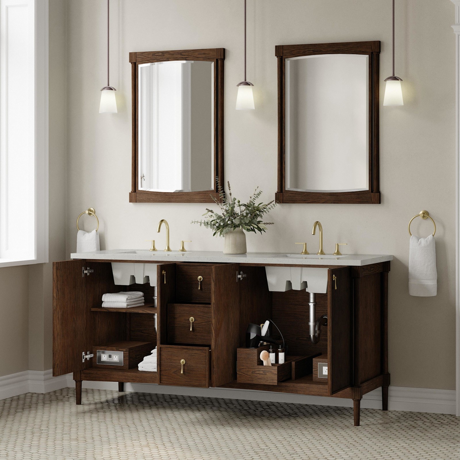 James Martin Vanities D680-V72-3LDL Kinnsden 72″ – Sable Oak