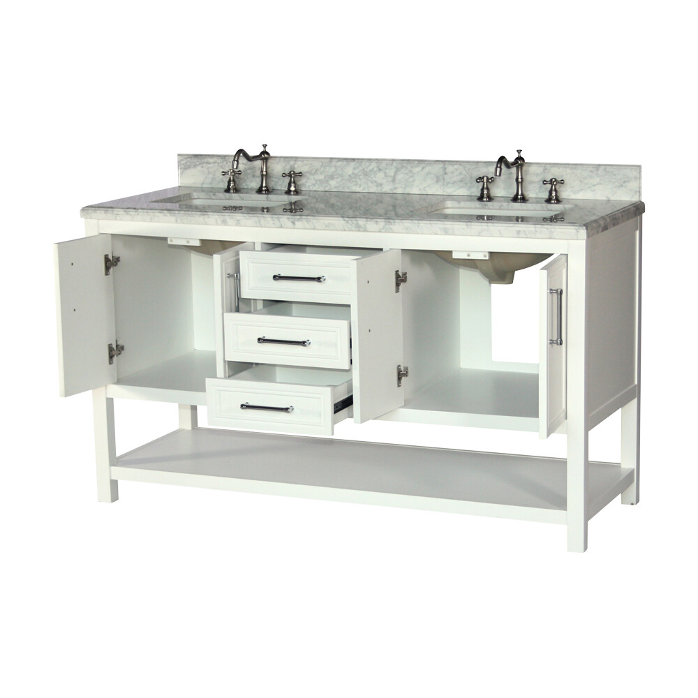 60-Inch Contemporary Style Double Sink Bathroom Vanity Model 913-W