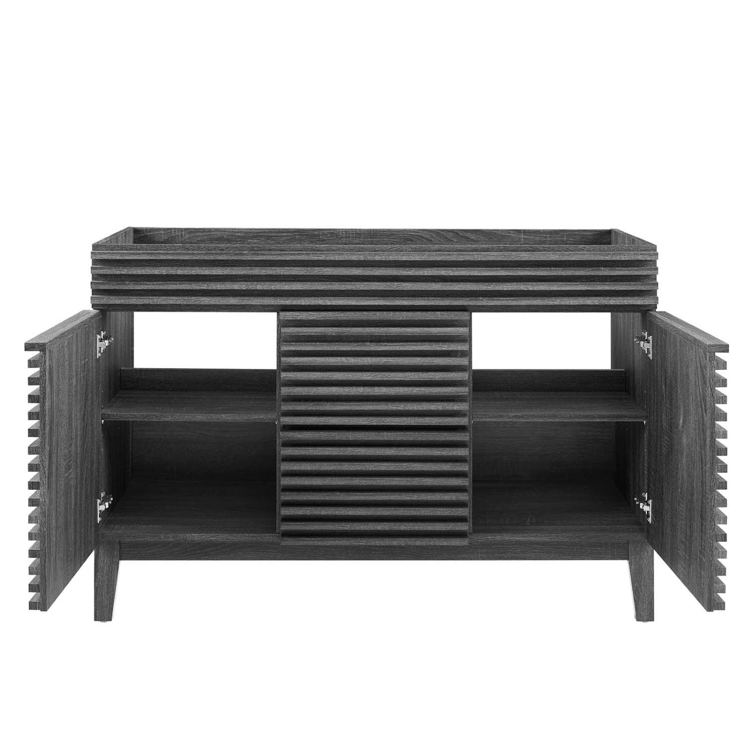 Pemberly Row 47″ MDF and Particleboard Bathroom Vanity Cabinet in Charcoal