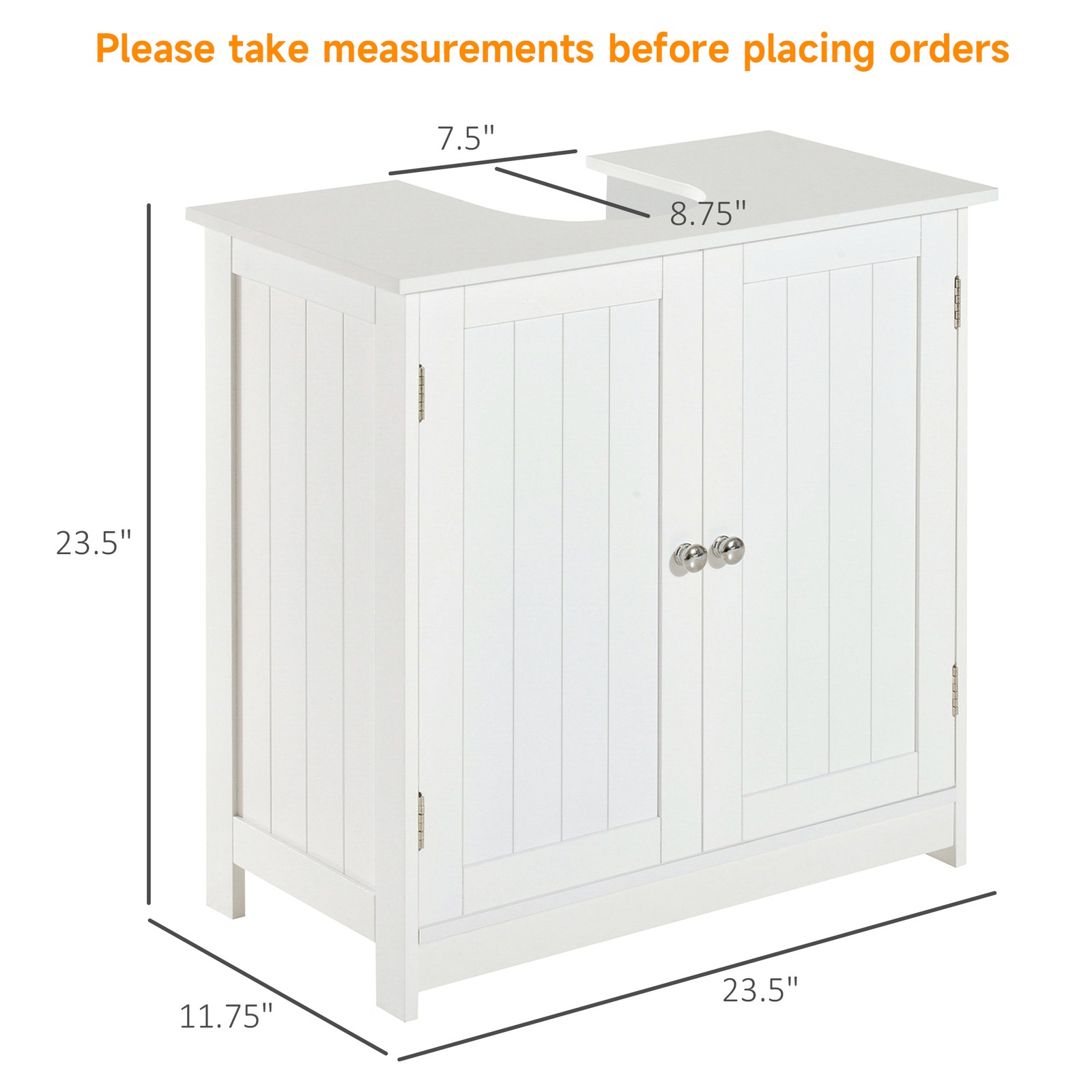 24″ Under Sink Storage Cabinet with 2 Doors and Shelves Bathroom Pedestal Sink