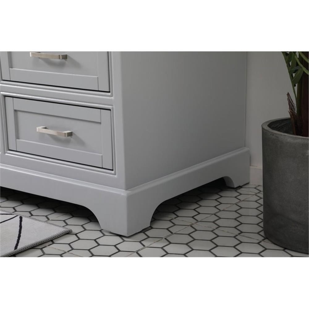 Elegant Decor Americana 60″ Metal MDF Marble Single Bathroom Vanity in Gray
