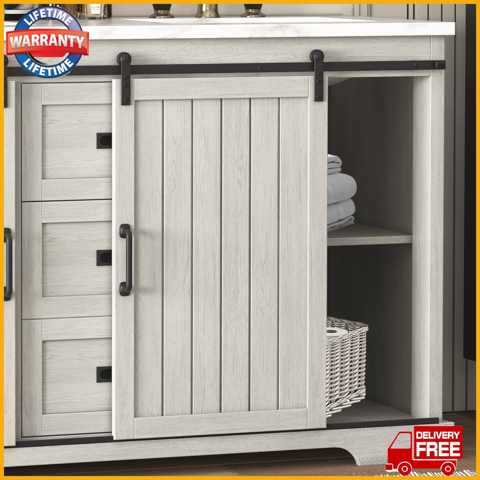 47″ Bathroom Vanity with Sink Combo Freestanding Bath Storage Cabinet w/ Drawers