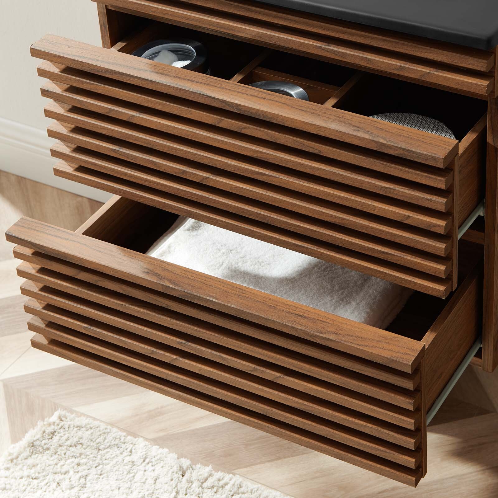 Modway Render 24″ Wall-Mount Bathroom Vanity in Walnut Black