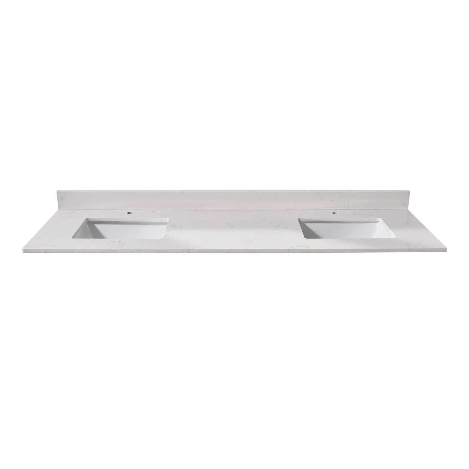 Pemberly Row Modern 73″ Composite Stone Double Vanity Top White