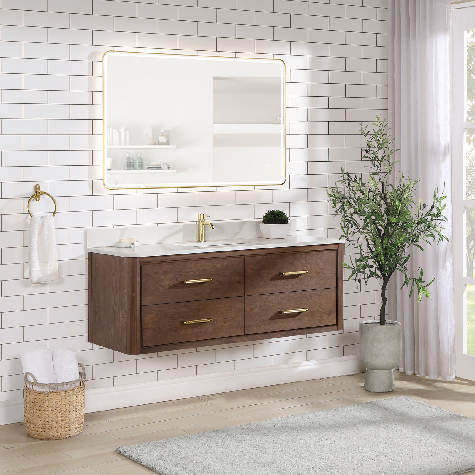 Miseno MV-706655 Cristo 54″ Wall Mounted Single Basin Vanity Set – Aged Dark