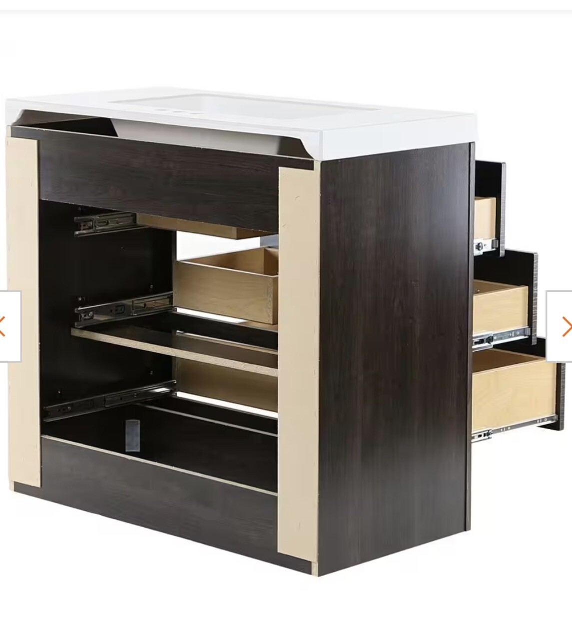 Glacier Bay 36” Vanity Combo With White Sink & Matching Mirror Bathroom Cabinets