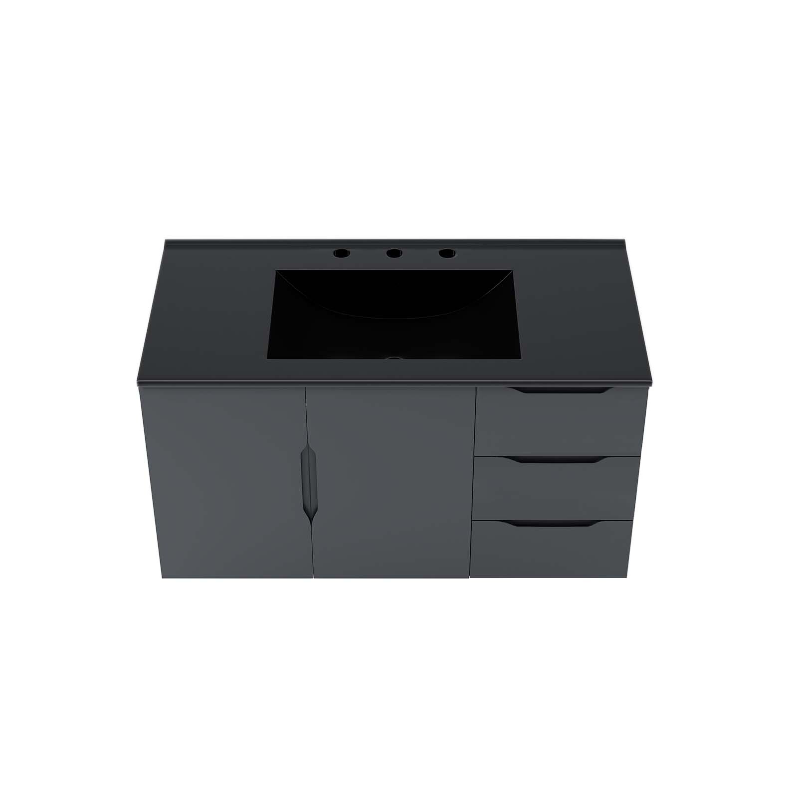 Modway Vitality 36″ Wall-Mount Bathroom Vanity in Gray Black