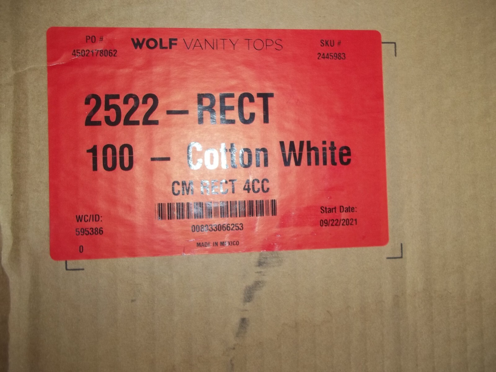 Cotton White 25″x22″ Cultured Marble Vanity Top With Backsplash
