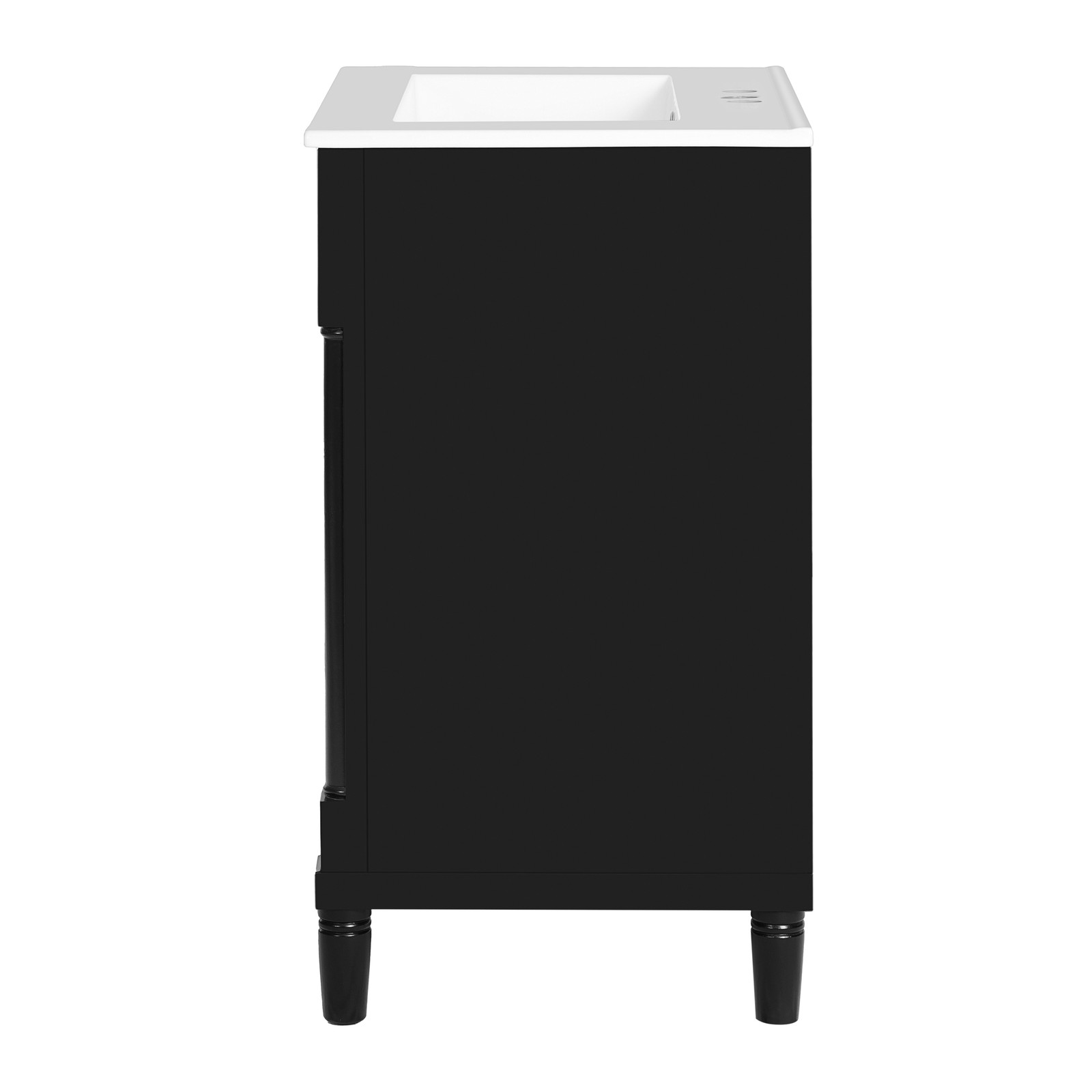 24″ Bathroom Vanity w/ Sink & 2 Doors, Black, 34.95″ H Solid Wood+MDF