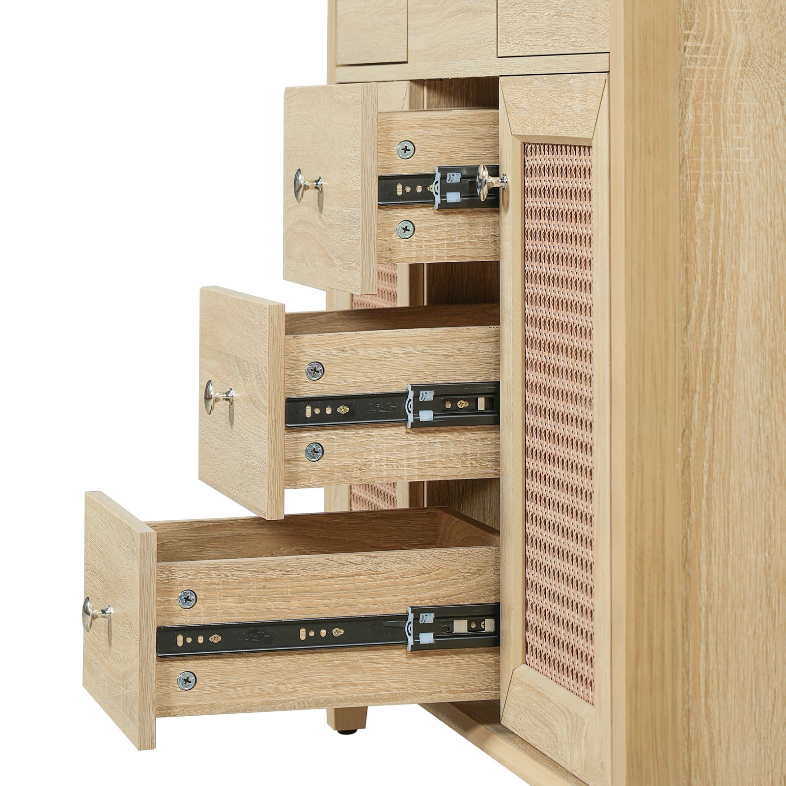 Natural Rattan Bathroom Vanity 48″/2 Cabinets/Sink & Solid Wood Frame Fre Ship